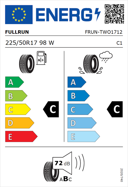 Tyre Label for Fullrun Frun Two 225/50R17 98W